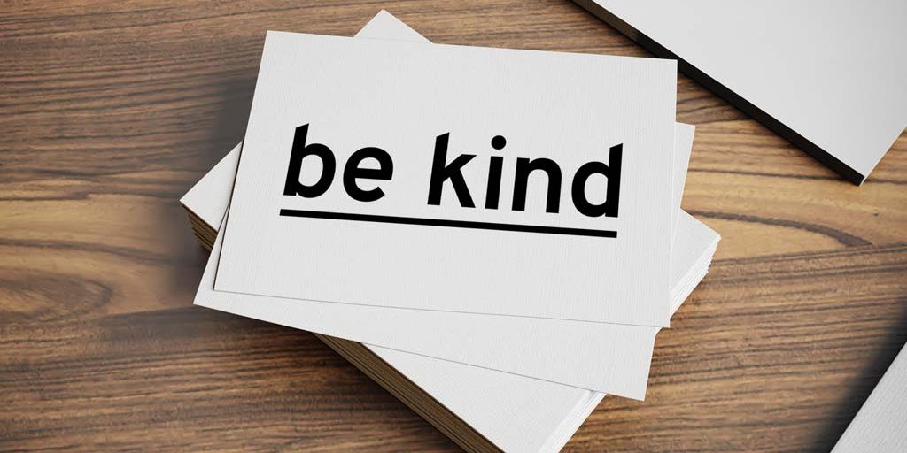 Postcard sample with "be kind" logo in horizontal format - Get 50 FREE